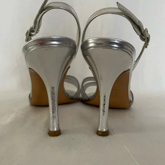 Silver Rhinestone Strappy Heels - Picture 2 of 9